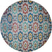 Round Patterned Black Novelty Rug, pat2065