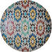 Round Patterned Black Novelty Rug, pat2066