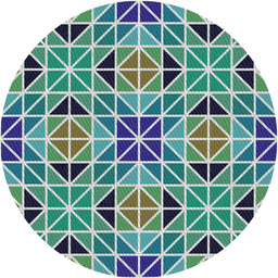 Round Patterned Blue Novelty Rug, pat2075