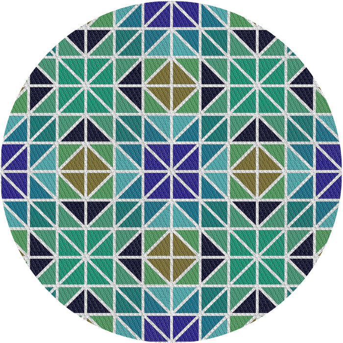 Round Patterned Blue Novelty Rug, pat2075