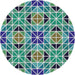 Round Patterned Blue Novelty Rug, pat2075