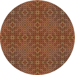 Round Patterned Orange Novelty Rug, pat2076