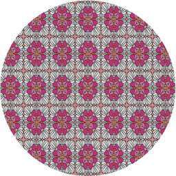 Round Patterned Dark Raspberry Purple Novelty Rug, pat2079
