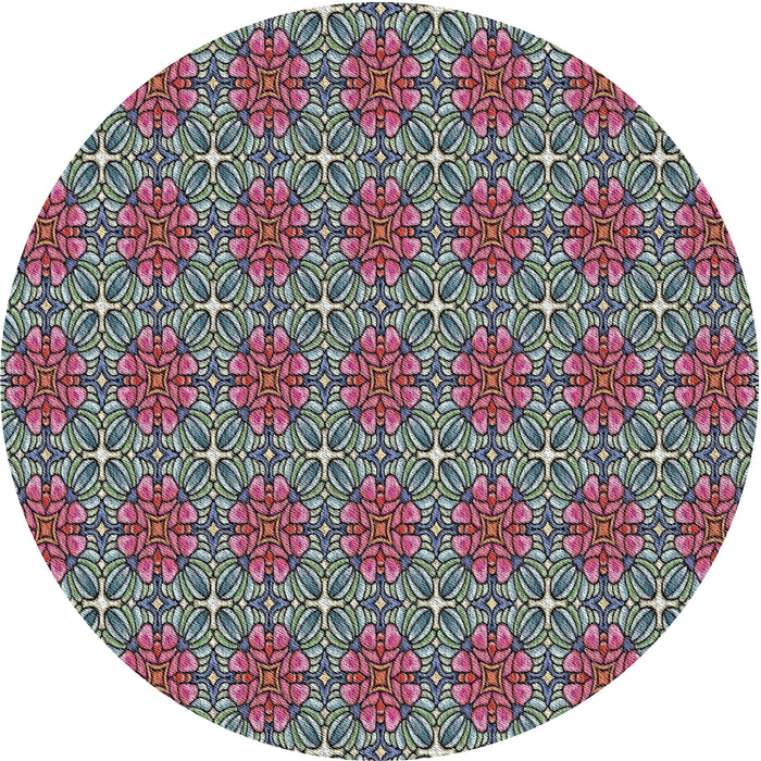 Round Machine Washable Transitional Dark Gray Rug, wshpat2081