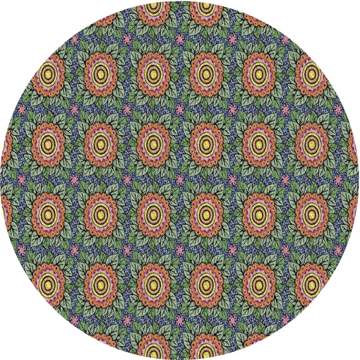 Round Machine Washable Transitional Mocha Brown Rug, wshpat2082