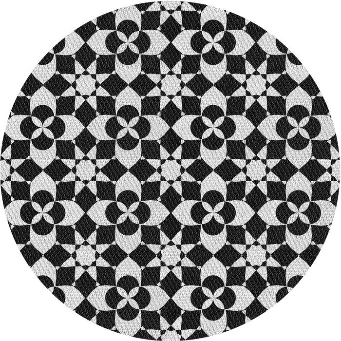Round Patterned Black Novelty Rug, pat2087