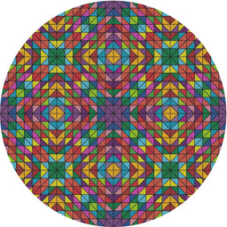 Round Machine Washable Transitional Green Rug, wshpat2094