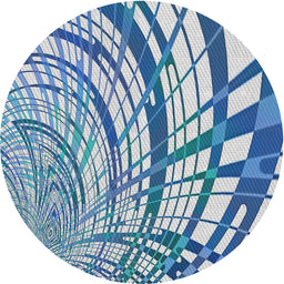 Round Machine Washable Transitional Coral Blue Rug, wshpat2107