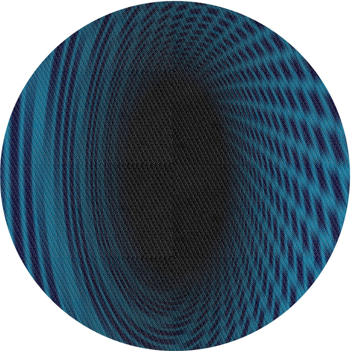 Round Machine Washable Transitional Night Blue Rug, wshpat2108