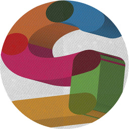 Round Machine Washable Transitional Brown Red Rug, wshpat2116