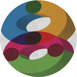 Round Machine Washable Transitional Green Rug, wshpat2119