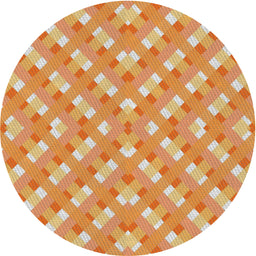 Round Patterned Chrome Gold Yellow Novelty Rug, pat2128