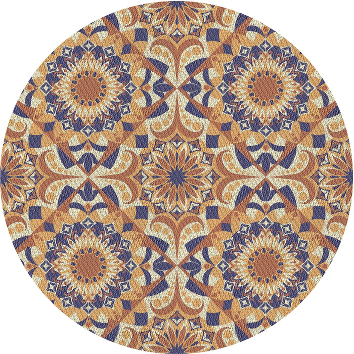 Round Machine Washable Transitional Chestnut Brown Rug, wshpat2132