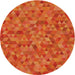 Round Machine Washable Transitional Neon Red Rug, wshpat2134