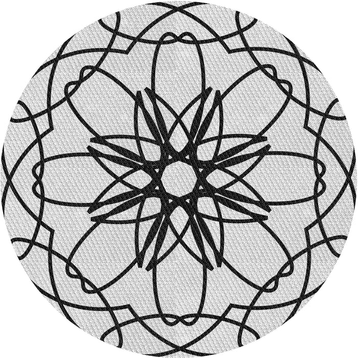 Round Patterned Ash Gray Novelty Rug, pat2138