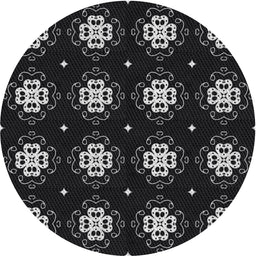 Round Machine Washable Transitional Black Rug, wshpat2139