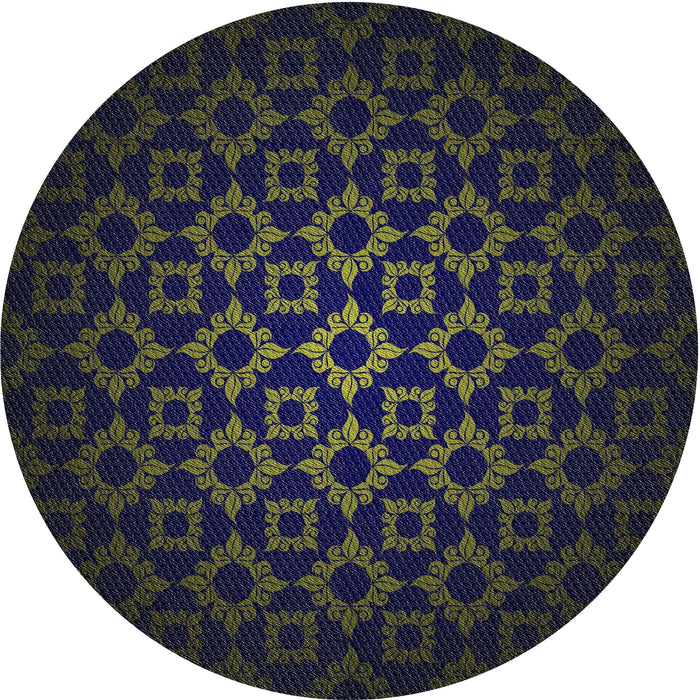 Round Patterned Blue Novelty Rug, pat213