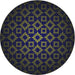 Round Patterned Blue Novelty Rug, pat213