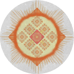 Round Machine Washable Transitional Orange Brown Rug, wshpat2140
