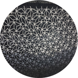 Round Machine Washable Transitional Black Rug, wshpat2141
