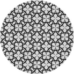 Round Patterned Platinum Gray Novelty Rug, pat2142