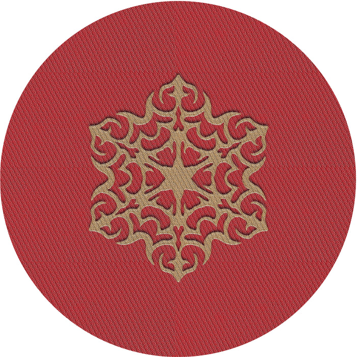 Round Machine Washable Transitional Orange Rug, wshpat2143