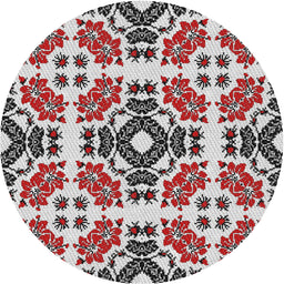 Round Machine Washable Transitional Gainsboro Gray Rug, wshpat2145