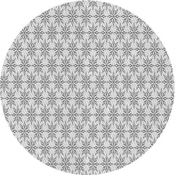 Round Machine Washable Transitional White Smoke Rug, wshpat2146