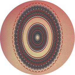 Round Machine Washable Transitional Brown Red Rug, wshpat2147