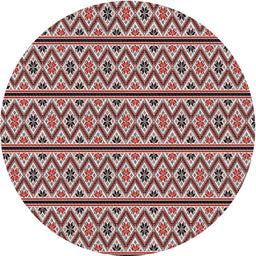 Round Machine Washable Transitional Saffron Red Rug, wshpat2148