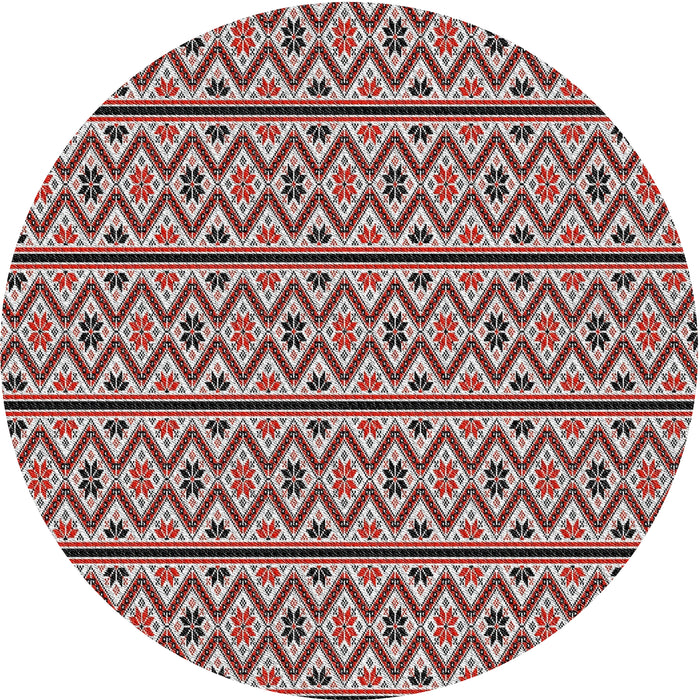 Round Machine Washable Transitional Saffron Red Rug, wshpat2148