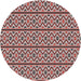 Round Patterned Saffron Red Novelty Rug, pat2148