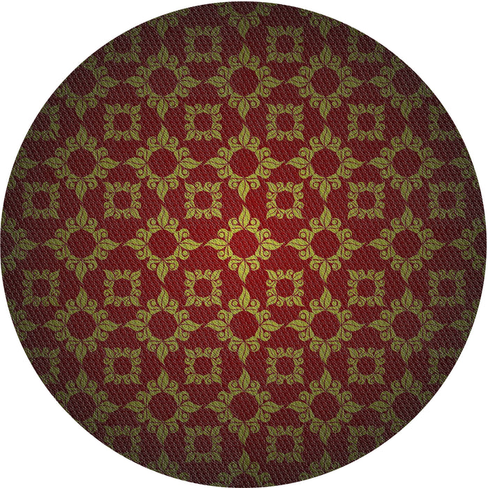 Round Patterned Sienna Brown Novelty Rug, pat214