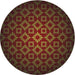 Round Patterned Sienna Brown Novelty Rug, pat214