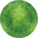 Round Patterned Green Novelty Rug, pat2152