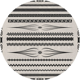 Round Patterned Gray Novelty Rug, pat2153