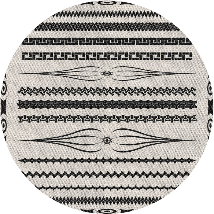 Round Machine Washable Transitional Gray Rug, wshpat2153