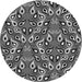 Round Machine Washable Transitional Charcoal Black Rug, wshpat2154