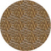 Round Machine Washable Transitional Peru Brown Rug, wshpat2158