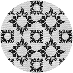 Round Machine Washable Transitional White Smoke Rug, wshpat215