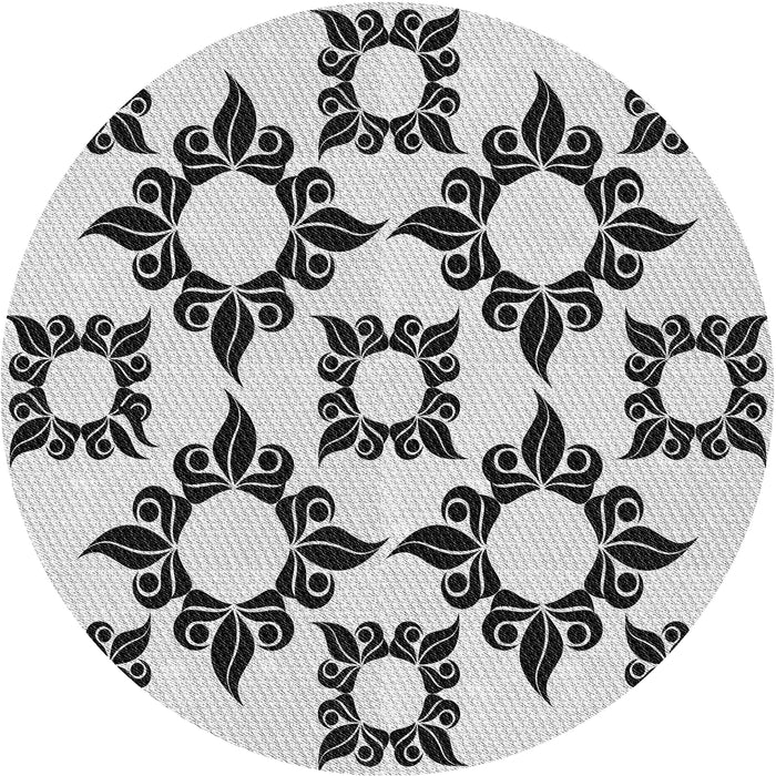 Round Machine Washable Transitional White Smoke Rug, wshpat215