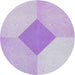 Round Machine Washable Transitional Periwinkle Pink Rug, wshpat2165