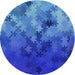 Round Machine Washable Transitional Blue Rug, wshpat2167