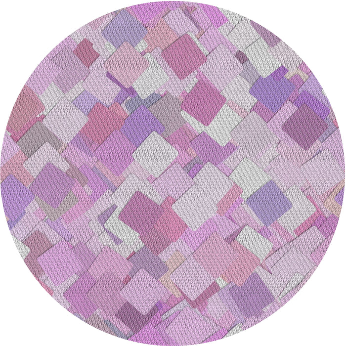 Round Machine Washable Transitional Periwinkle Pink Rug, wshpat2171