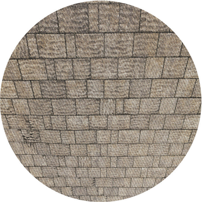 Round Machine Washable Transitional Tan Brown Rug, wshpat2175