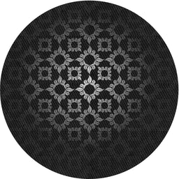 Round Machine Washable Transitional Black Rug, wshpat217