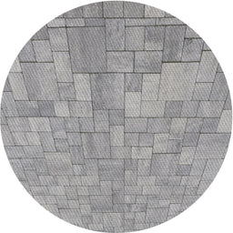 Round Machine Washable Transitional Smokey Gray Rug, wshpat2183