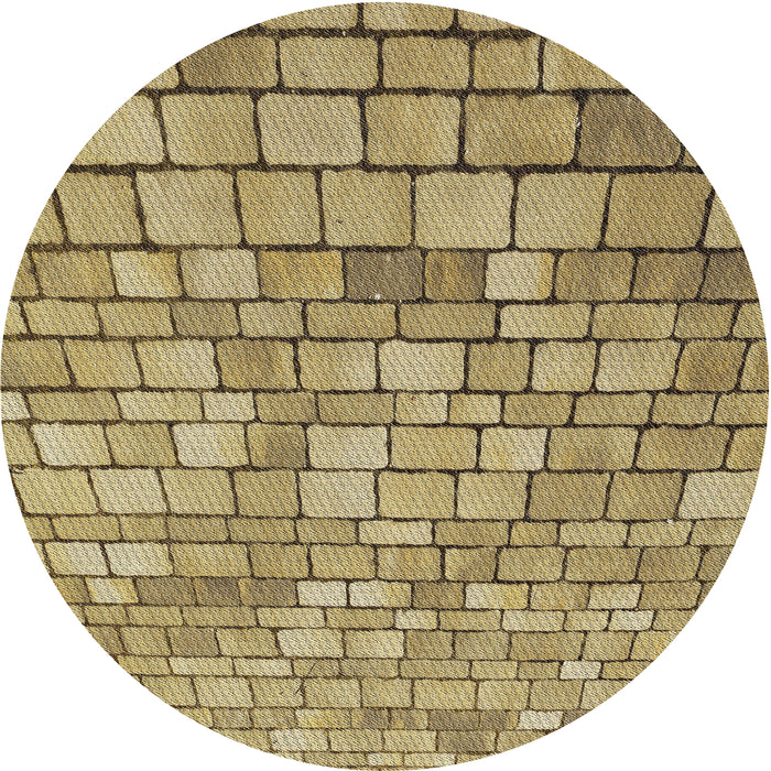 Round Machine Washable Transitional Oak Brown Rug, wshpat2184