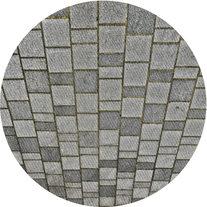 Round Patterned Gray Novelty Rug, pat2193