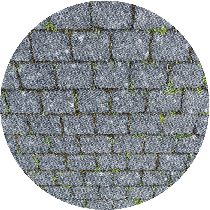 Round Machine Washable Transitional Blue Gray Rug, wshpat2198